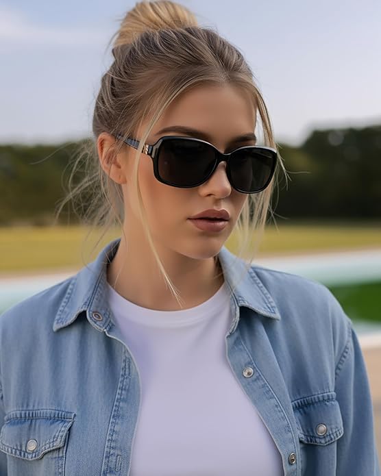 SIPHEW Polarized Sunglasses for Women | Vintage Square Sunglasses w UV400 Protection | Womens Wraparound Shade