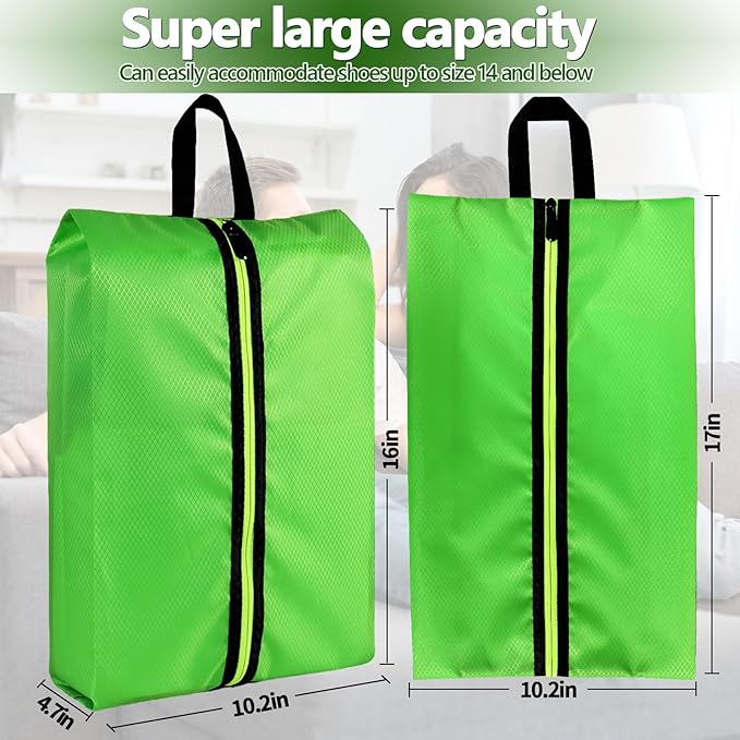 Shoe Bags for Travel - Set of 3 Pack Large Capacity Oxford Fabric Shoe Bags, Multi-Functional Dust-Proof and Waterproof Men & Women Travel Shoe Bag(Emerald Green)