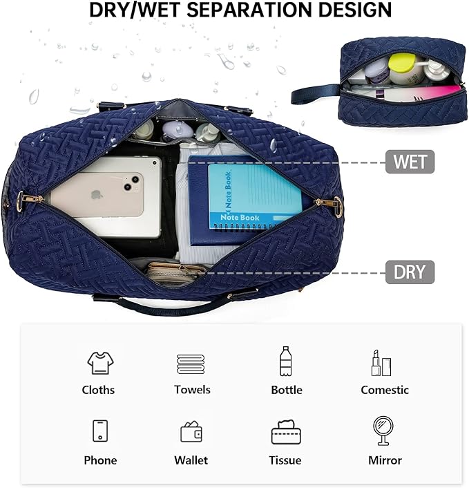 Duffle Bag for Travel, Weekender Bag with Shoe Compartment, Carry On Overnight Bag for Women with Toiletry Bag, Gym Bag with Wet Pocket, Hospital Bags for Labor and Delivery Beige