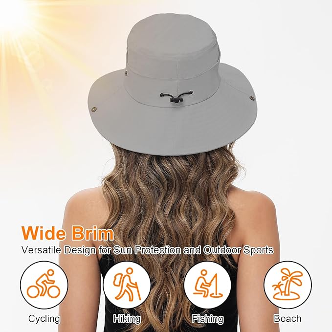 Sun Hats for Women Bucket Hat UV Protection Fishing Hat Wide Brim Safari Hats 2 in 1 Zip-Off Sun Visor Hats UPF 50+