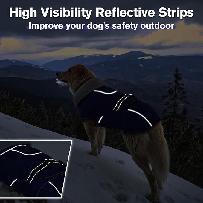 Lelepet Warm Dog Coat Waterproof Dog Jacket for Extra Large Dogs Reflective Fleece Vest with Adjustable Buckle Hook & Loop Windproof Cold Weather Coats for Small Medium Large Dogs, Army Green, XXXL