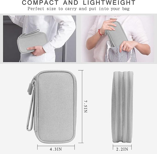 Skycase Electronic Organizer Travel Case - Waterproof Travel Cord Pouches for Organization, Cable Organizer, All-in-One Double Layers Storage Bag for Accessories, Charger, Cable, Grey-1