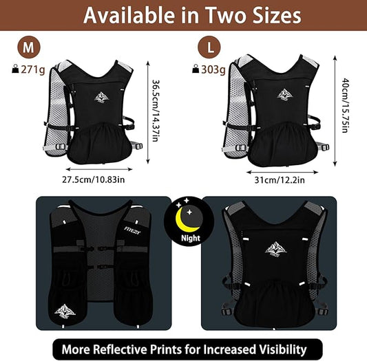 Running Hydration Vest for Women Men - Waterproof Running Water Backpack Hydration Pack with 12 Pockets, Lightweight Water Vest for Hiking Trail Cycling Marathon Race