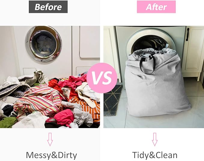 SWISSELITE Laundry Bag with Handle and Drawstring, Large Heavy Duty Laundry Bag, 28 x 40 Inches Travel Dirty Clothes Bag for Laundromat and Household