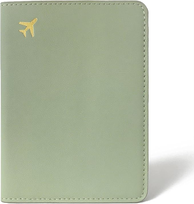 PU Leather Passport Holder Covers Case, Waterproof Rfid Blocking Travel Wallet Passport Holder(Sage Green)