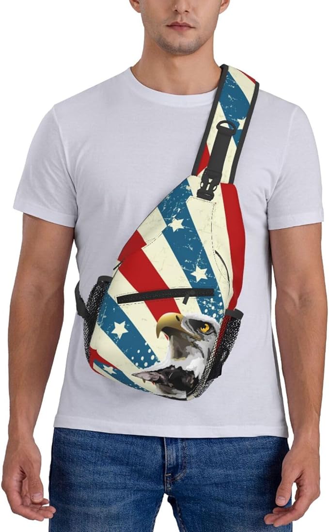 Bald Eagle Sling Bag Multipurpose Crossbody Sling Backpack Travel Cycling Hiking Shoulder Bag For Women Men