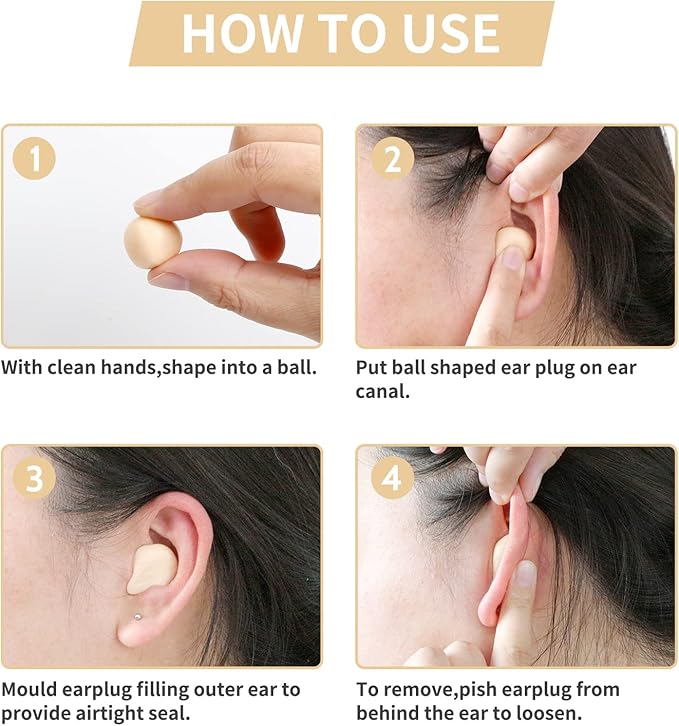 LYSIAN Silicone Moldable Earplugs Waterproof-27dB SNR Ear Plugs for Sleeping Noise Cancelling, Shower, Work and Study-Skin Color 5 Pairs