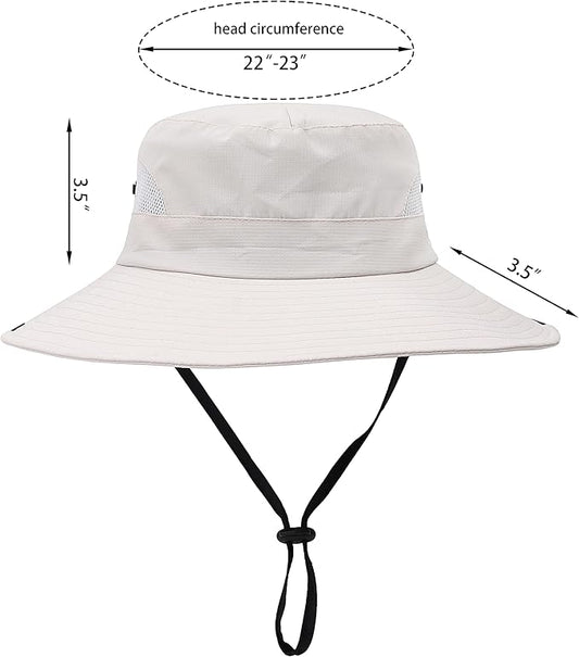 Womens Summer Sun Hat Beach Hat Wide Brim Outdoor UV Protection Hat Foldable Cool Mesh Ponytail Bucket Hat