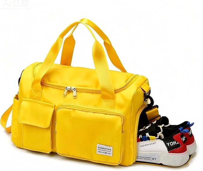 Small Gym Bag for Women, Travel Duffle Bag Carry On Weekender Bag with Shoe Compartment