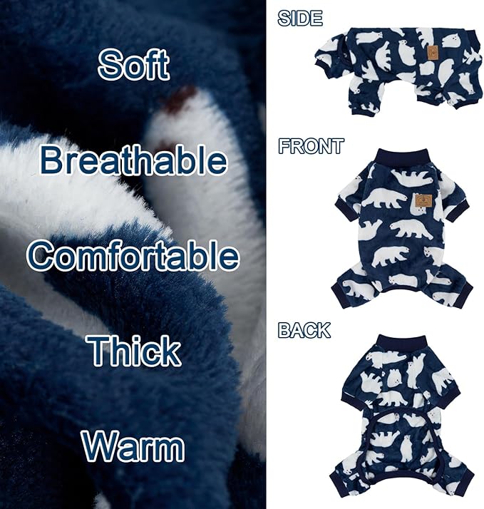 XPUDAC Dog Pajamas Polar Bear Fleece Dog Sweater for Small Medium Dogs Girl Boy Winter Puppy Clothes Pet Outfit Jumpsuit, M