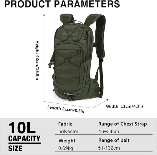 Mardingtop10L Small Tactical Molle Hydration Backpack,Cycling Backpack for Biking,Cycling and Running EDC Daypack