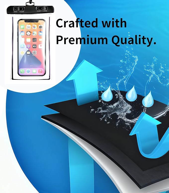 Phone Waterproof Pouch 2Pack, IPX8 Certified Waterproof Phone Case Dry Bag with Lanyard for iPhone 17 16 15 14 13 Pro Max Samsung Galaxy, Beach Cruise Travel Snorkeling Essentials Black