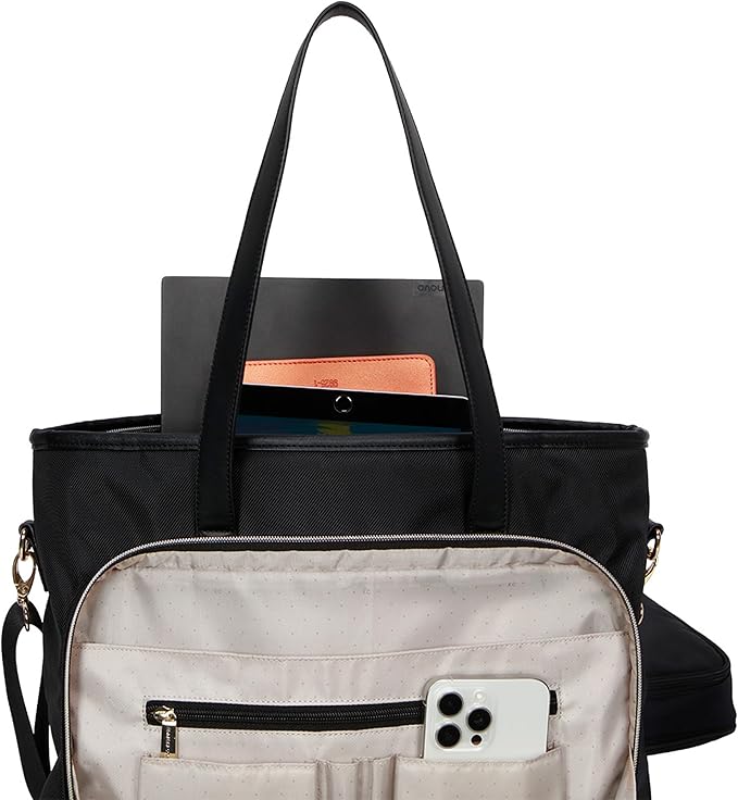 Kenneth Cole REACTION Madison Square Lightweight Hardside Chevron Expandable Spinner Luggage, Black, 2-Piece (20" Carry On + Tote)