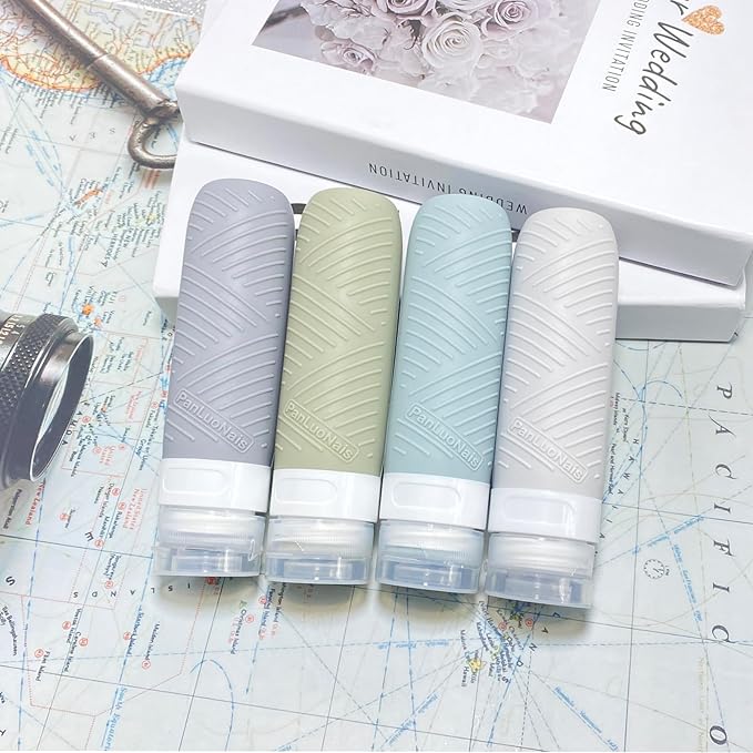 Travel Bottles for Toiletries, Silicone TSA Approved Bottles, Leakproof Shampoo & Toiletry Containers for Airplane, Vacation & Business Trips