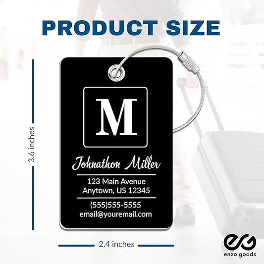 Personalized Luggage Tag | 6 Pack | Custom Luggage Tags for Suitcases | Kids Backpack Tag | 10 Color Options & Choose Font, Font Color