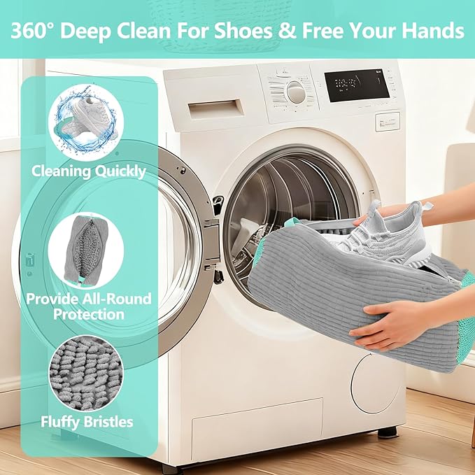 Shoe Washing Machine Bag, Shoe Cleaning Bag, Reusable Laundry Shoes Bag for Washer & Dryer Cleans & Protects All Shoes Types 4PCS (Grey)