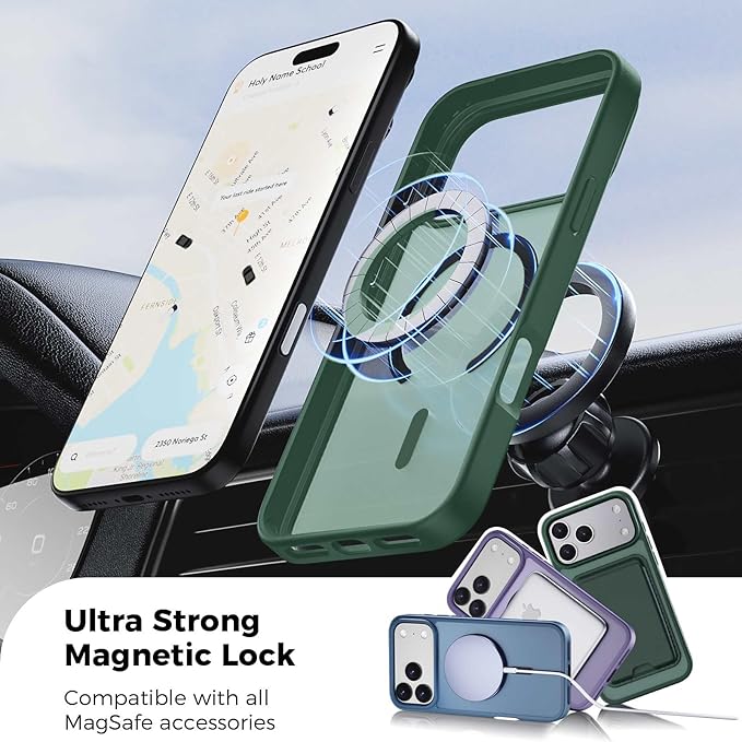 Ntwinro Magnetic for iPhone 17 Pro Max Case (Compatible with MagSafe) with Detachable Wallet & Card Holder for 3 Cards [RFID Blocking] Military Grade Protective Slim Phone Cover, Green