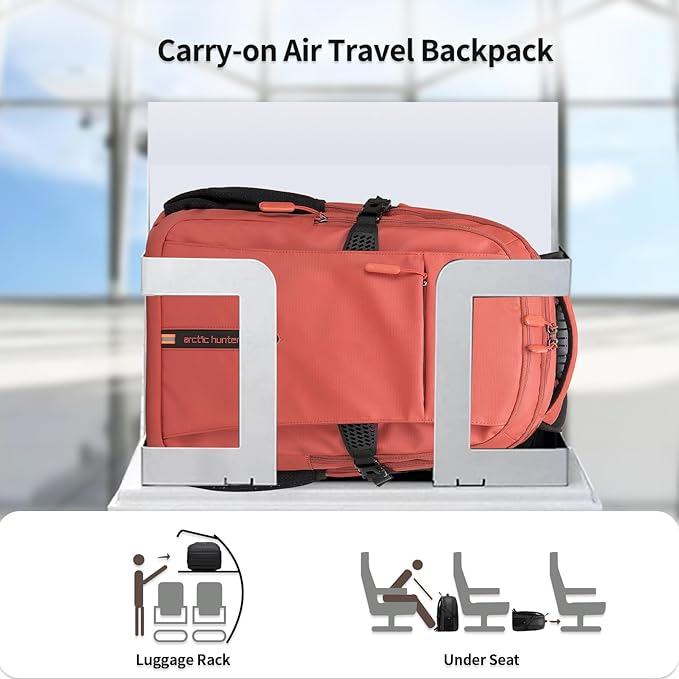 Orange (Yellow) 15.6 In Laptop Travel Backpack for Couple Women Men, 30L Anti-Theft Compact Carry on Travel Flight Approved for Work, Commuting, and Weekend Casual Daypack