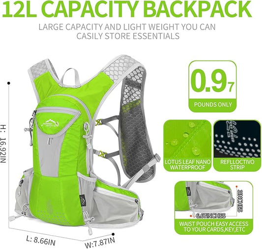 Hydration Pack Backpack, Lightweight Water Backpack with 2L Leakproof Hydration Bladder Daypack for Men Women,Running Hydration Vest for Outdoor Trail