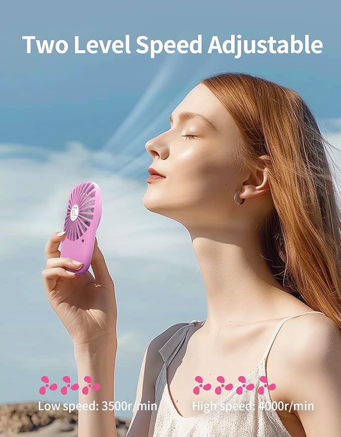Aluan Handheld Mini Fan Powerful Small Personal Portable Speed Adjustable USB Rechargeable Eyelash Fan for Kids Girls Boys Woman Man Home Office Outdoor Travel, Pink