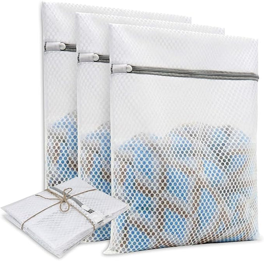 3Pcs Durable Honeycomb Mesh Laundry Bags（12 x 16 Inches） Delicates Laundry Bags for Travel, College, Dorm, Family And Apartment Dwellers