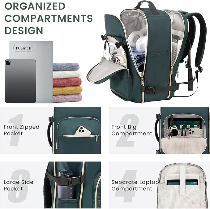 LOVEVOOK 50L Large Travel Backpack for Women Men Fits 17 Inch Laptop, Carry on Backpack for Traveling on Airplane, Personal Item Bag Airline Approved, Business Causal Weekender Backpacks