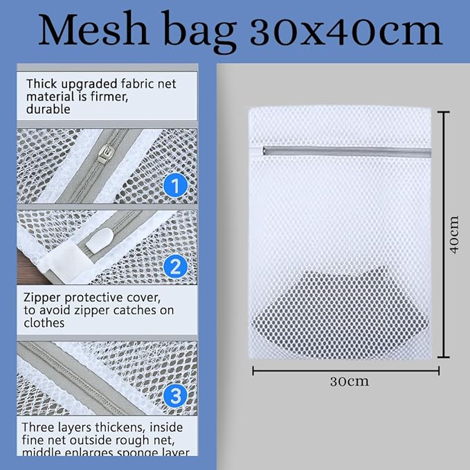 Sneaker Laundry Bags (2 Pack) – Padded Shoe Washing Bags for Washing Machine, Zippered & Reusable