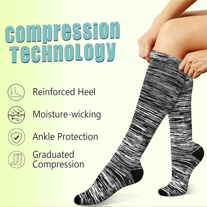 Copper Compression Socks 15-20 mmHg for Men & Women 8 Pairs – Circulation Support for Nurses, Travel, Running, Hiking, Soccer