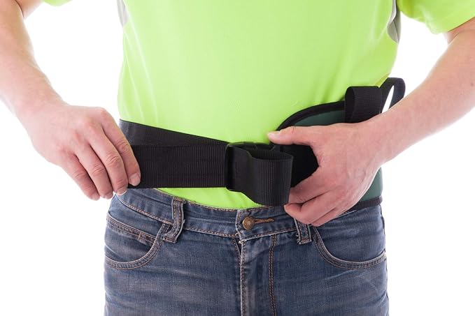 COW&COW Padded Gait Belt with 4 Handles and Quick Release Buckle 5.5 inchs(Green, M/28inches-48inches)