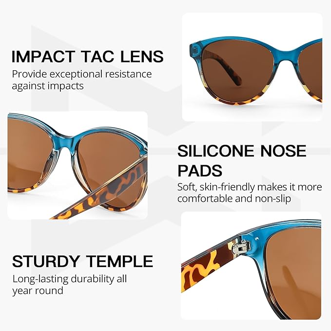 Myiaur Polarized Sunglasses for Women, Trendy Cat Eye Sun Glasses UV400 Protection Classic Retro Shade 2 Pack
