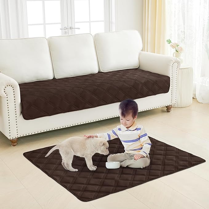 Smiry Waterproof Dog Bed Cover Blanket 40x50, Soft Reversible Pet Blanket, Washable Leakproof Cats Dogs Couch Cover for Sofa, Couch, Furniture, Lattice, Chocolate/Dark Grey
