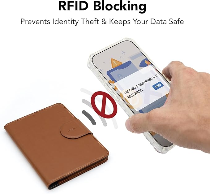 LHiDS Leatherette Passport Holder with RFID Protection, Premium PU Leather, Snap Button Closure, Travel Passport Wallet Cover for Passport, Boarding Passes, Business Cards, Cash (Classic Brown)