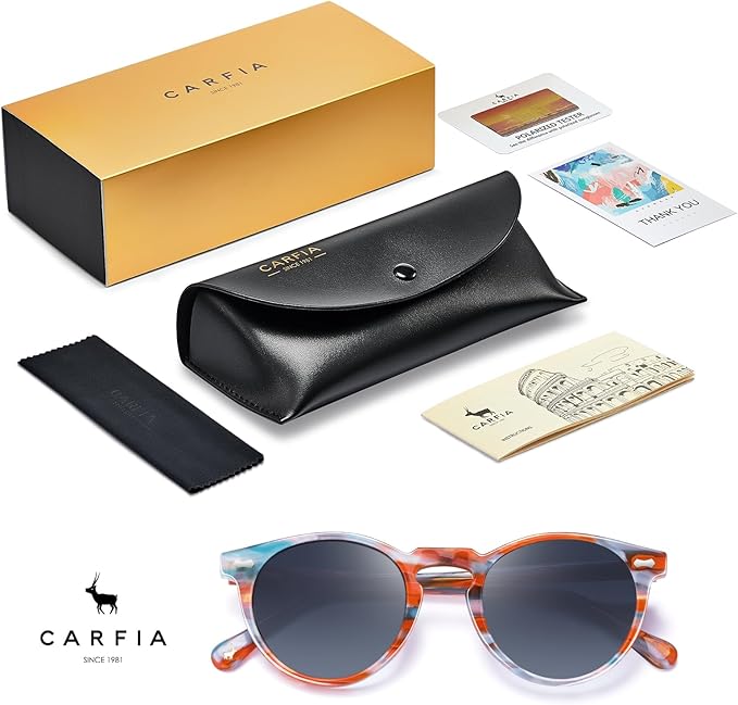 CARFIA Polarized Sunglasses for Women UV Protection Small Face Acetate Frame CA5288