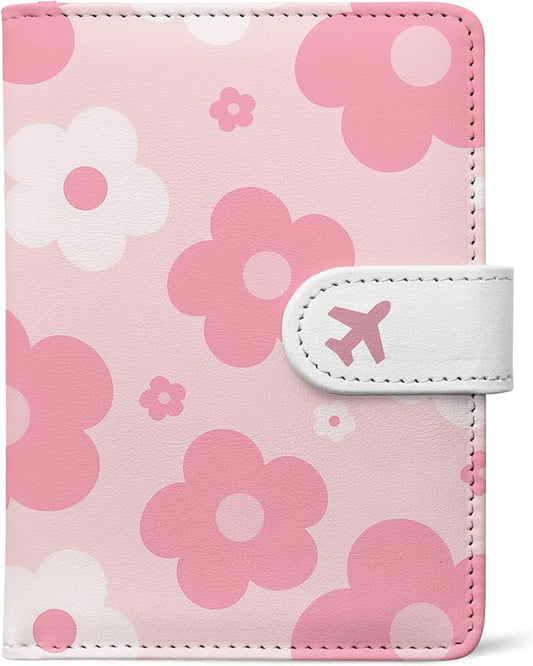 Passport Holder, Travel Wallet Cover with Pen Loop | Cute RFID Blocking Leather Case with Magnetic Closure for Travel Essentials-Garden