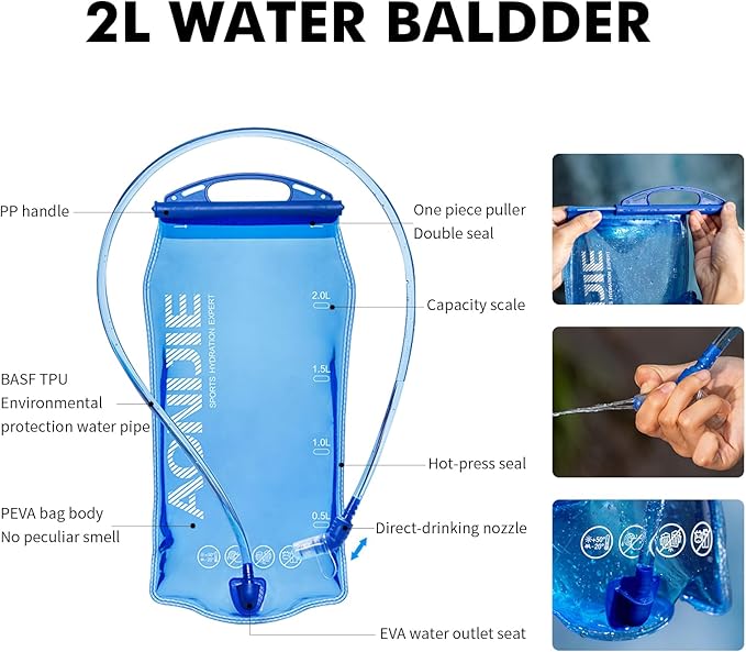 AONIJIE Running Hydration Vest for Men & Women, 8L Hydration Backpack, Multiple Pocket Designs for Water Bottles/Bladders, Lightweight Breathable for Hiking, Climbing, Marathon & Cycling - Green