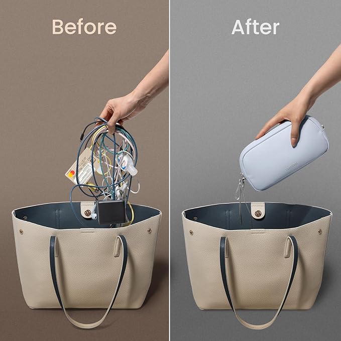 tomtoc Electronics Organizer Travel Case Performance, Water Resistant Bag Cable Tech Pouch Accessories, Carry Storage for Cord, Phone, Cables, Airpods, USB Flash Drive, Daily Items