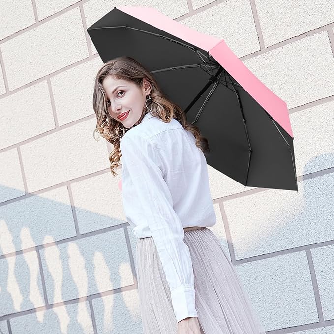 Travel Mini Compact Folding Umbrella with Case - UV Sun & Rain Protection, Lightweight Portable Pocket Umbrella for Women Men Kids, Fits Purse Backpack