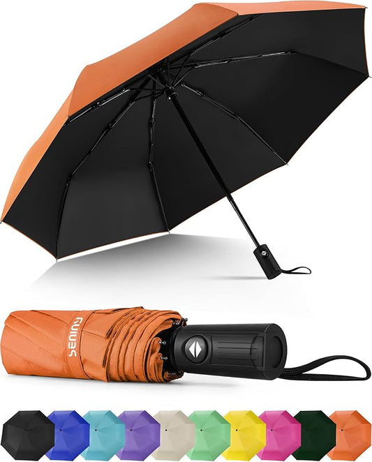 Seniny Windproof Travel Umbrella, Automatic Umbrellas for Rain, Portable & Compact Umbrellas for Backpack, Strong UV for Protection, Folding Small Sun Umbrella for Car, Walking