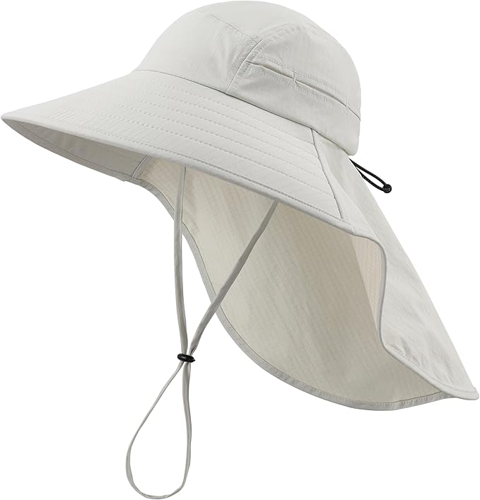Home Prefer UPF 80+ Sun Hat for Men Women Wide Brim Sun Hat with Neck Flap Summer Safari UV Protection Gardening Fishing Hat