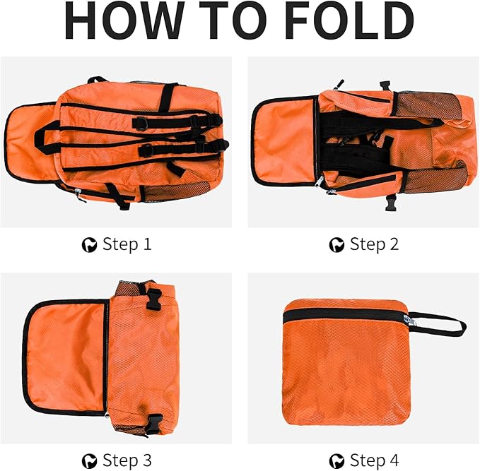 Small Hiking Backpack 15L Travel Lightweight Hiking Packable Daypack Water-Resistant Foldable Backpacks for Women Men Camping (Orange)