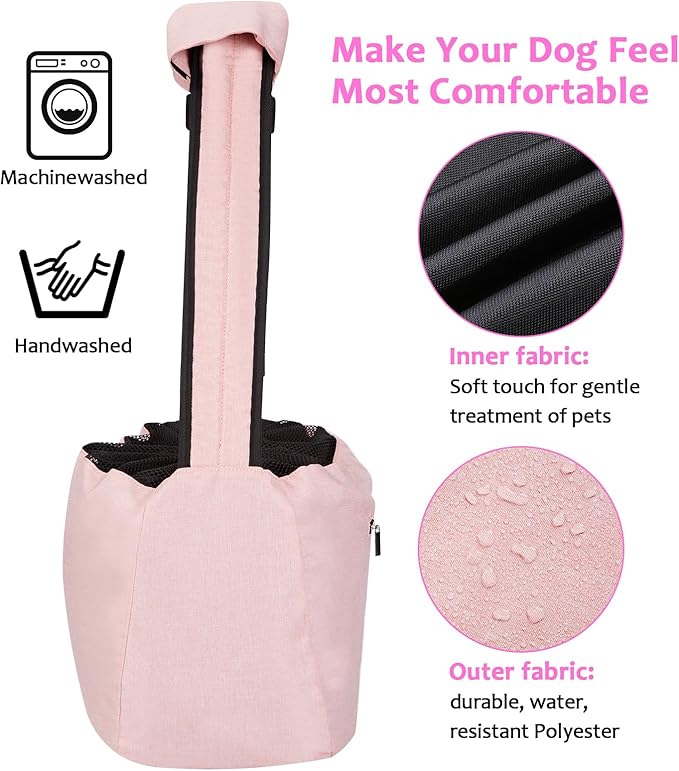 Ownpets Pet Dog Sling Carrier Bag Adjustable Padded Strap Dog Hand Free Safe Mesh Pet Carrier for Small Medium Dog Cat (Pink)