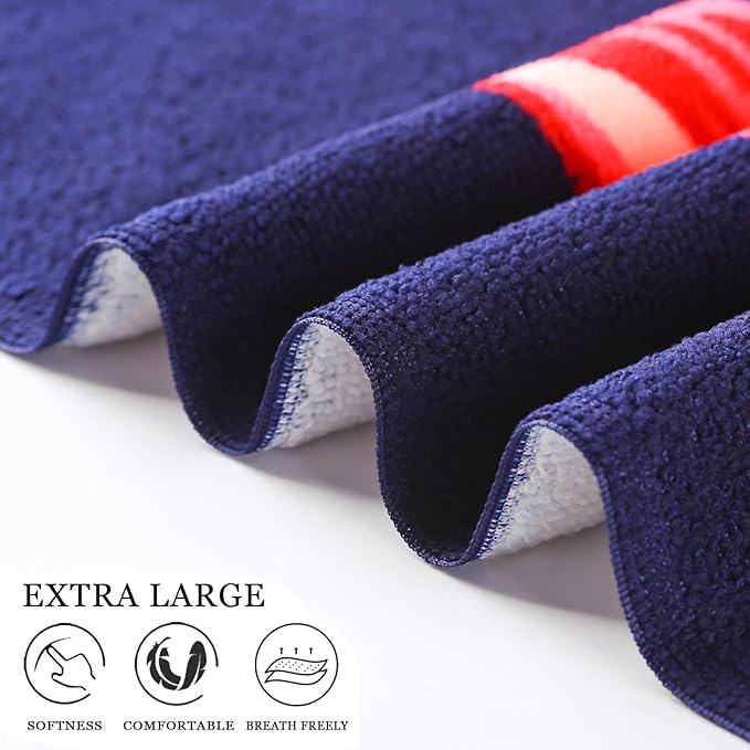 4 Packs Oversized Thin Beach Towel Set XL Extra Large Big 36 x 72 in Clearance Swim Travel Towels Soft Blanket for Adult Women Men Chair Cover Accessories Essentials Sharks Flamingos Turtles Lobsters