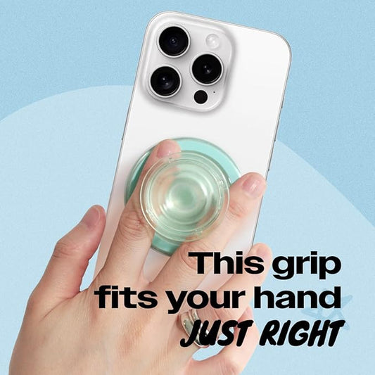 OnTheGrip Compatible with Magsafe Magnetic Authentic Translucent Color Design Collapsible Mobile Phone Grip Stand Holder for Smartphone Tablet Cell Phone Accessory (Mint)