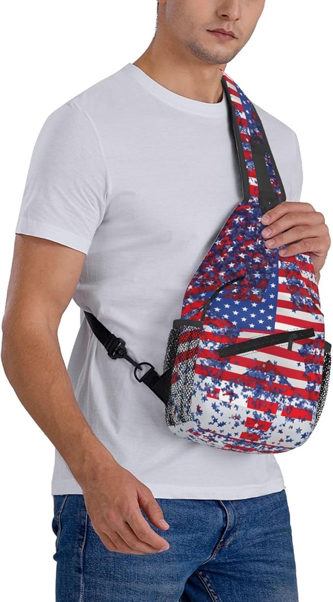 GJXFLSY American Flag Sling Backpack Crossbody Bag Casual Chest Bags Travel Hiking Daypack Shoulder Bag for Women Men