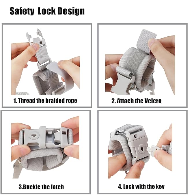 PandaEar Anti Lost Wrist Link, Toddler Harness Walking Leash Safety Child Wristband Leashes for Babies Kids (Grey)