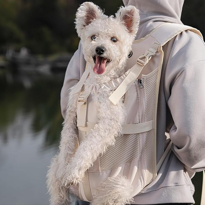 Dog Front Carrier Backpacks for Small Dogs, Legs Out Pet Carrier Sling Backpack with Adjustable Padded Ventilated Shoulder Straps, Easy-Fit for Traveling Hiking Camping