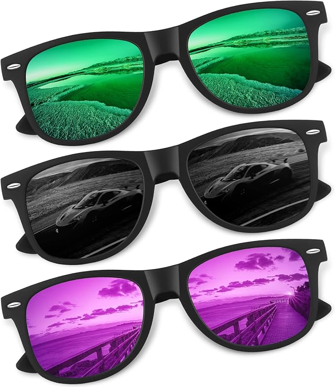CGID Sunglasses Men Womens Polarized Lightweight Retro Black Shades UV400 Driving Fishing Golf