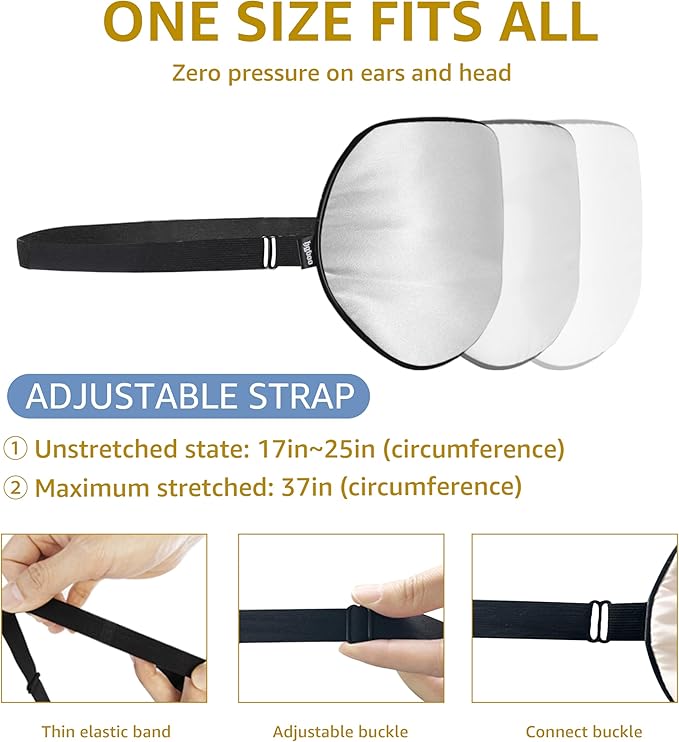 Luxury Pure Silk Sleep Mask | 100% Natural Mulberry Silk | Double-Sided Softness | Adjustable Strap & Full Light Blocking | Perfect for Travel, Office Naps & Nighttime Sleep (Gray)
