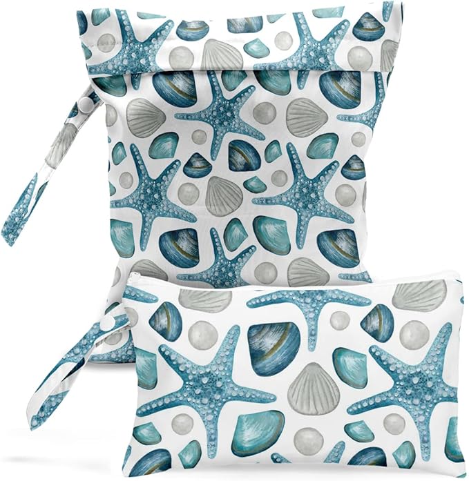 Wet Bag, Wet Dry Bag, Wet Bag for Swimsuit, Travel, Beach, Pool, Diapers, Dirty Yoga Gym Clothes, Toiletries, Makeup Bag, Waterproof Reusable Cute Beach Bag Bee Flower Decor, 2 Pcs Set.