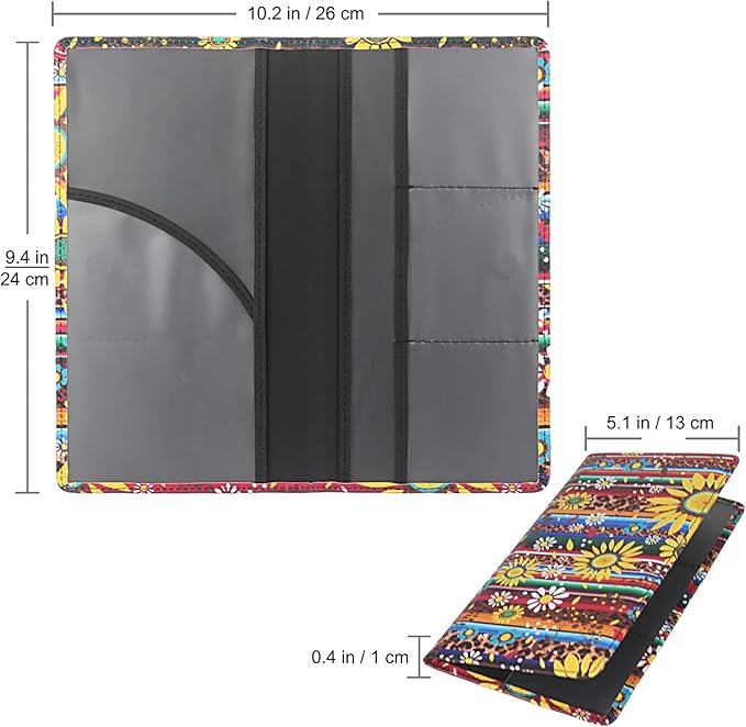 Premium Car Registration & Insurance Card Holder with Magnetic Shut, Vehicle Glove Box Car Organizer - For Documents, Cards, License (Sunflower A)